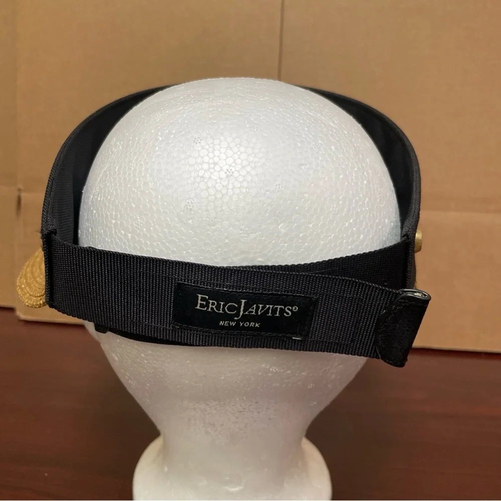Eric Javits New York Woven Squishee Champ Visor Hat Black Natural UPF 50+ Sun - Picture 4 of 10